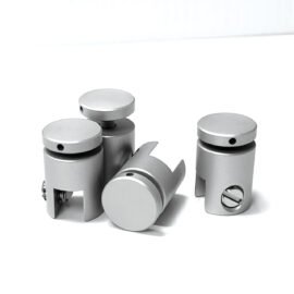 Aluminum Clear Anodized Perpendicular Fork / Standoffs 0.7 Diameter - 1/4 Fork with Set Screw (Set of 4)